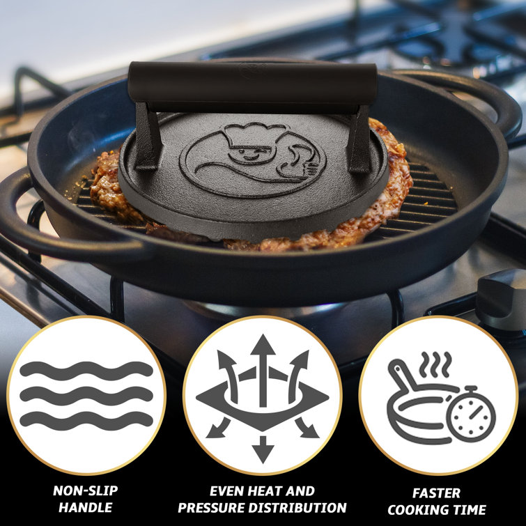 Gourmet Easy Cast Iron Dishwasher Safe Grill Press Wayfair